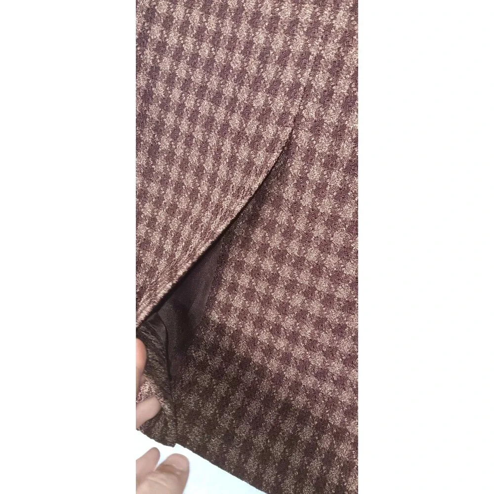 Vintage Travis Ayers Pencil Skirt Size 12 Brown Checkered Plaid Academia Career